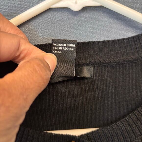 Forever 21 Ribbed Crop Top Sweater Cardigan Button Womens Large Preppy Y2K Comfy - Picture 7 of 9